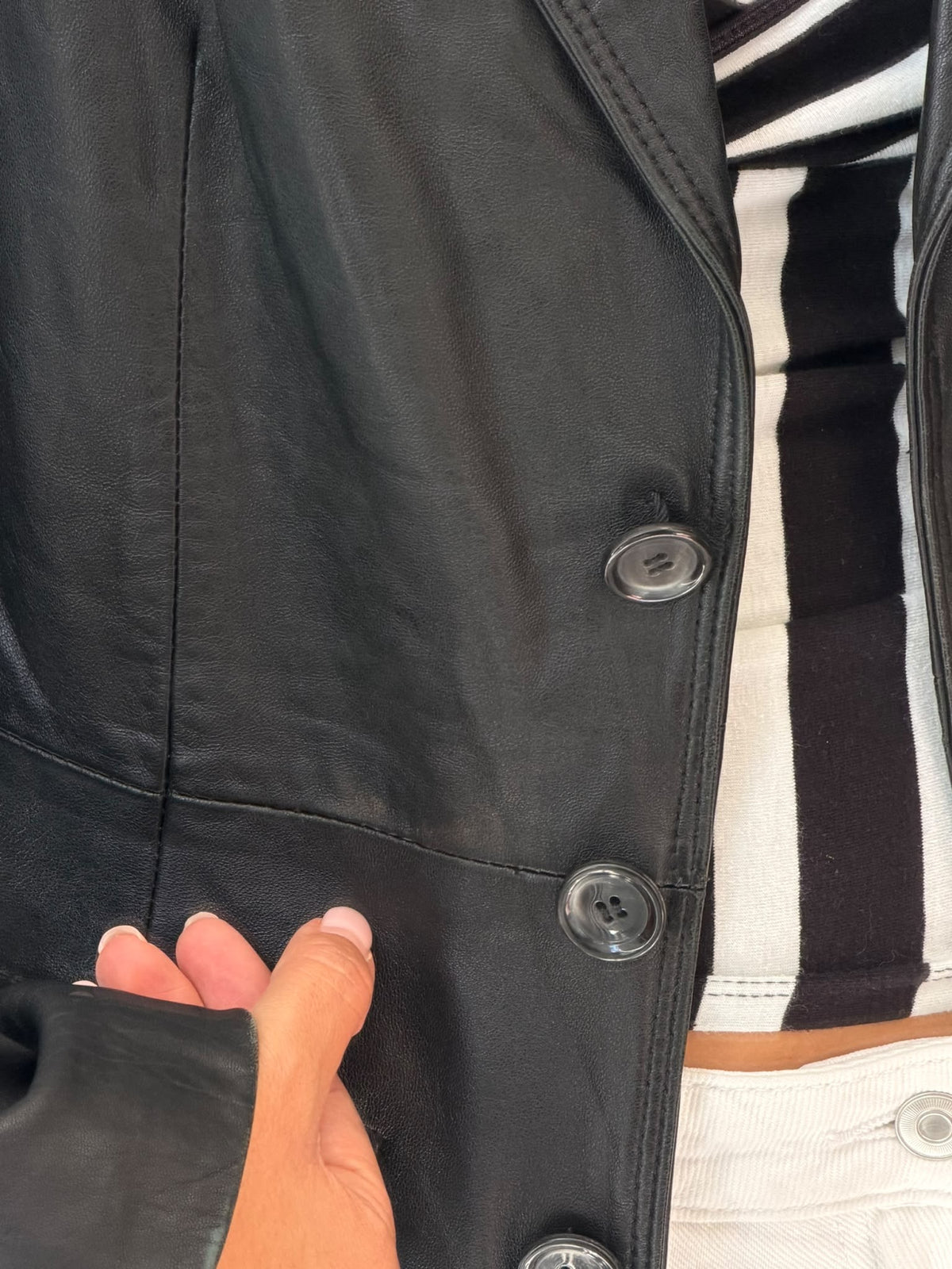 Black Leather Blazer Size L