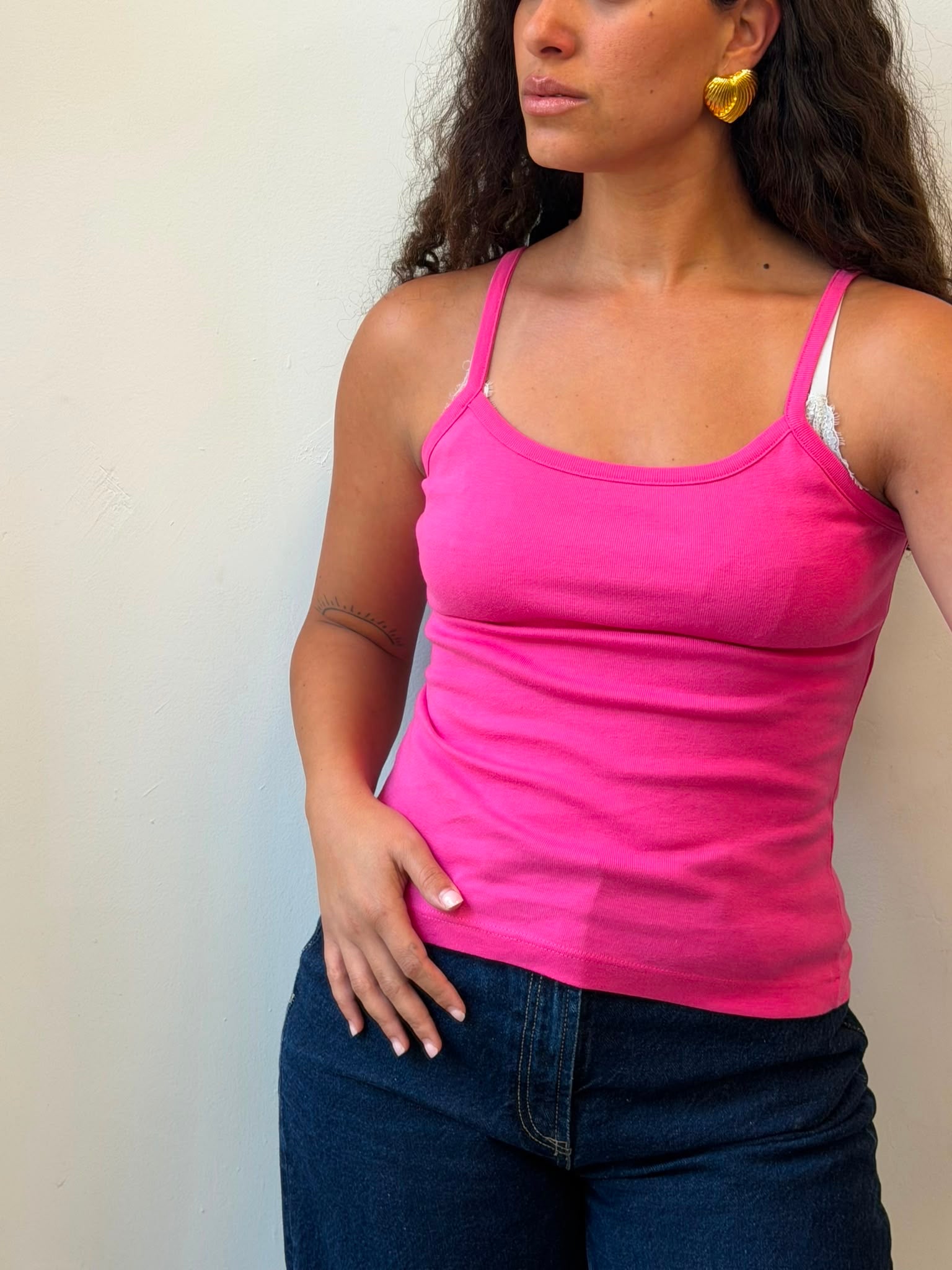 Pink Cotton Tank Top M