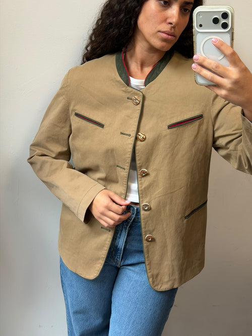 Austrian Trachten Jacket Khaki Beige Blazer Size M
