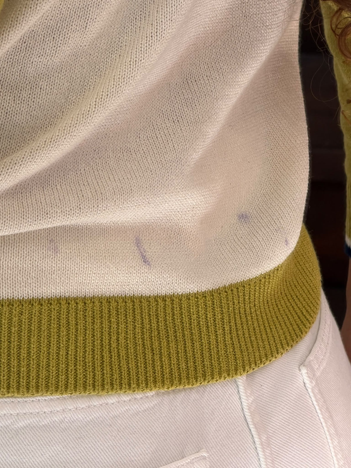 White And Green Polo Sweater With Logo Embroidery Size M