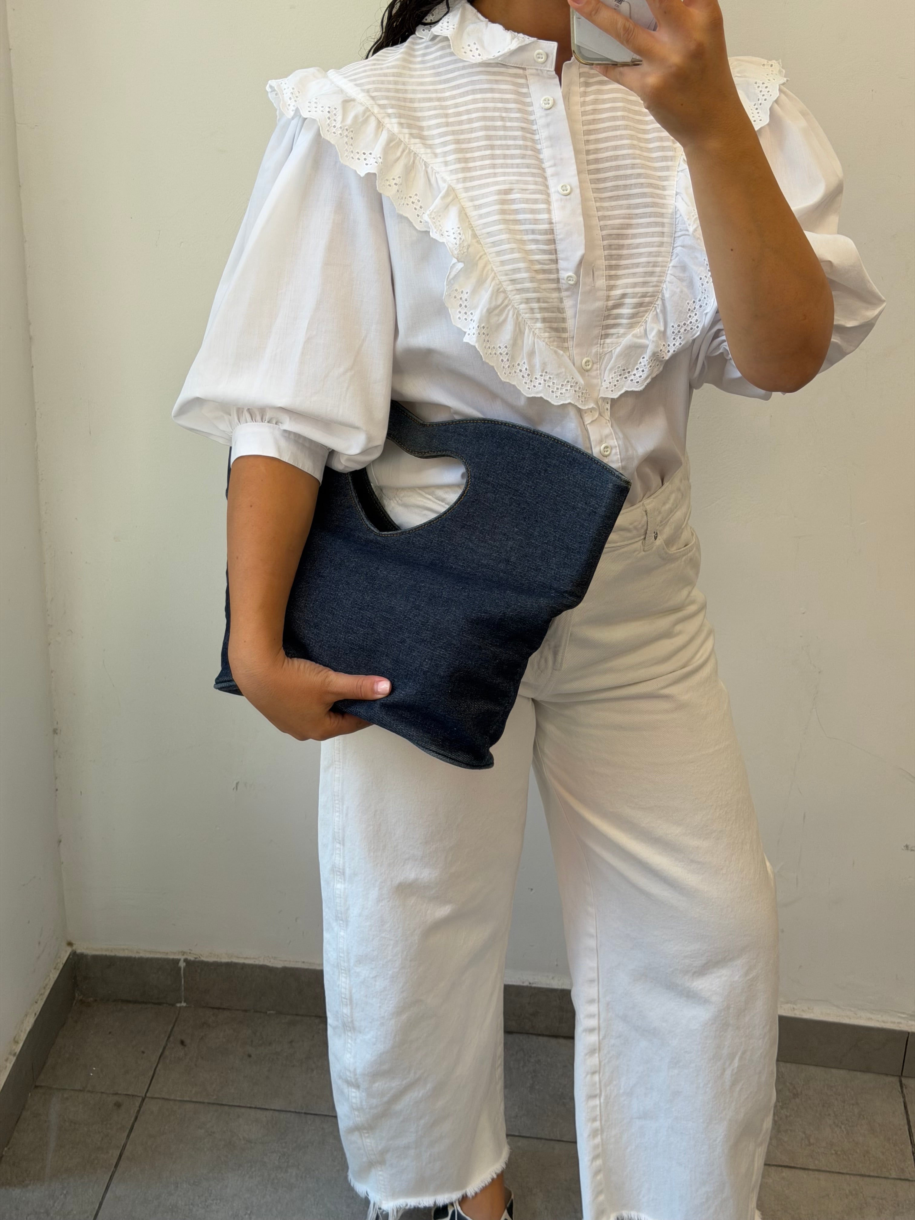Denim Heart Clutch Bag