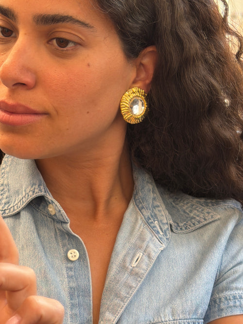 Gold Colored Clip Earrings