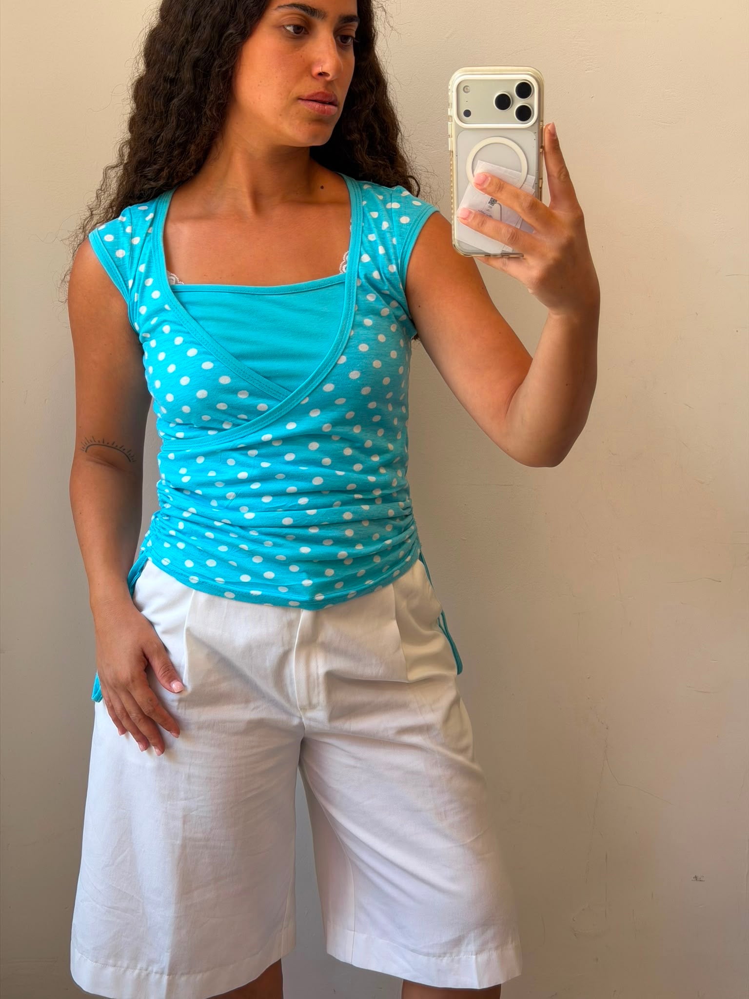 Light Blue Y2K dotted top M