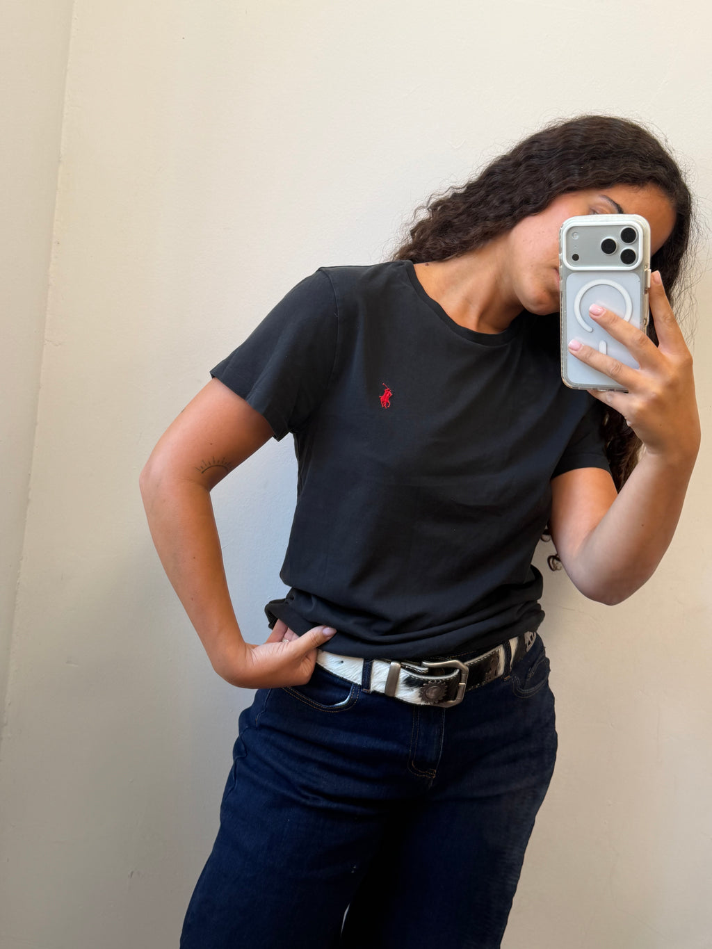 חולצה קצרה של Ralph Lauren שחורה M-L