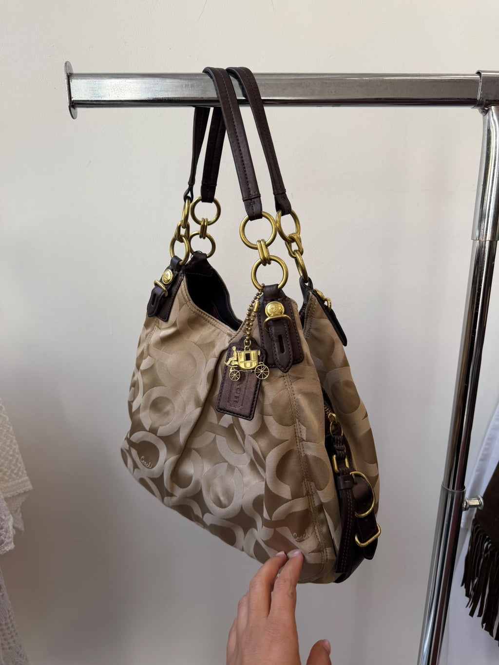 COACH Madison Maggie Signature Op Art Shoulder Bag