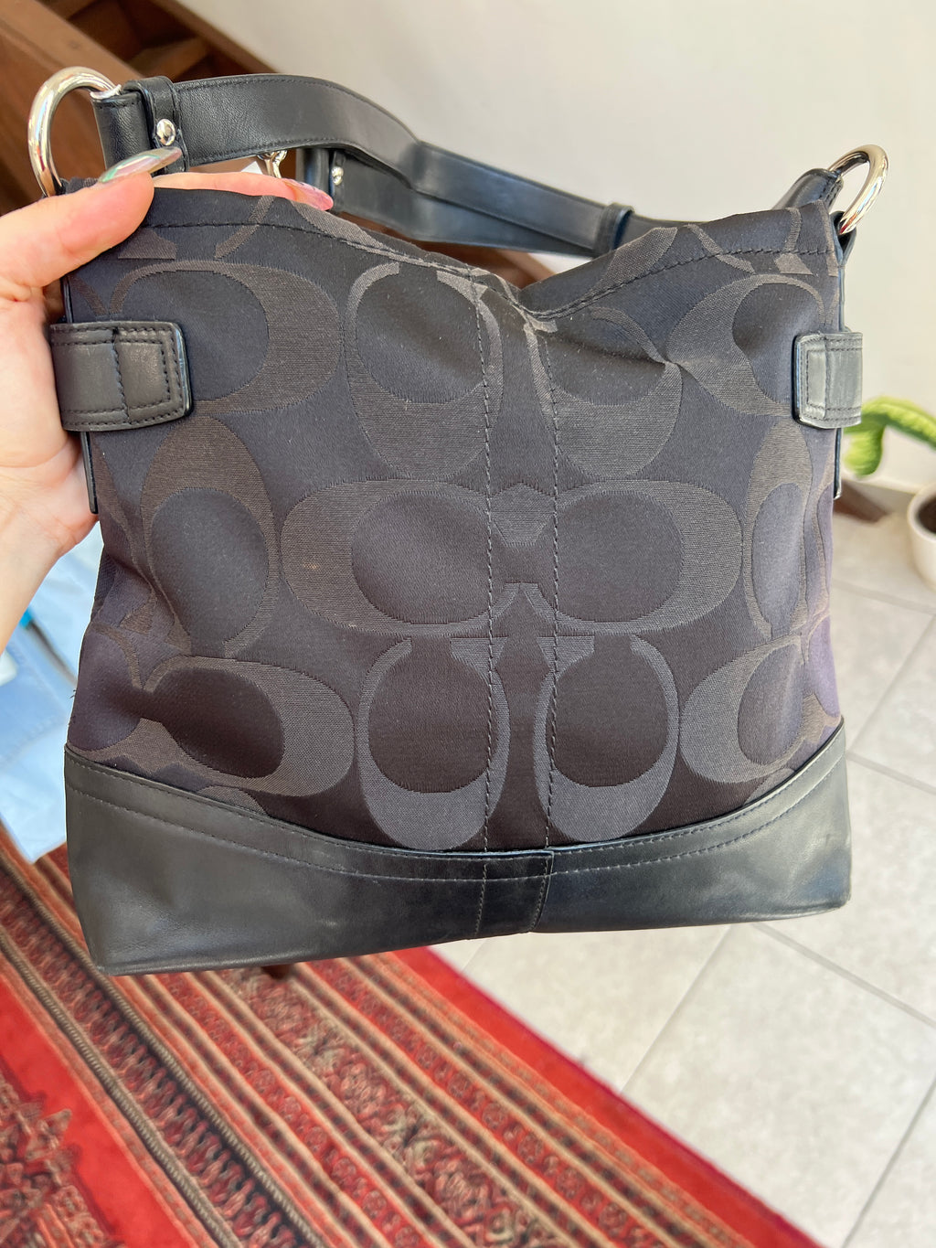 Coach Black Signature Canvas Shoulder/Crossbody Bag