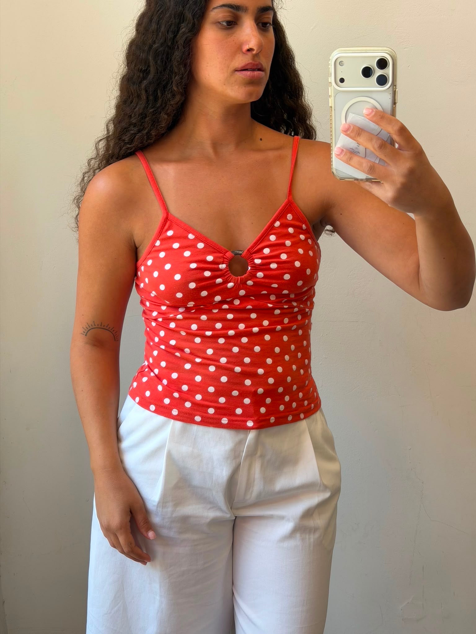 Orange Y2K dotted top S-M