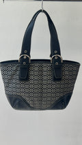 Coach Canvas Mini C Tote in Black-Grey Monogram