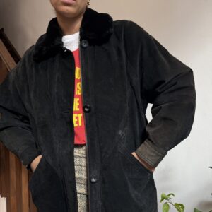 מעיל עור שחור M-L