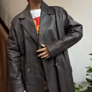 מעיל עור חום L